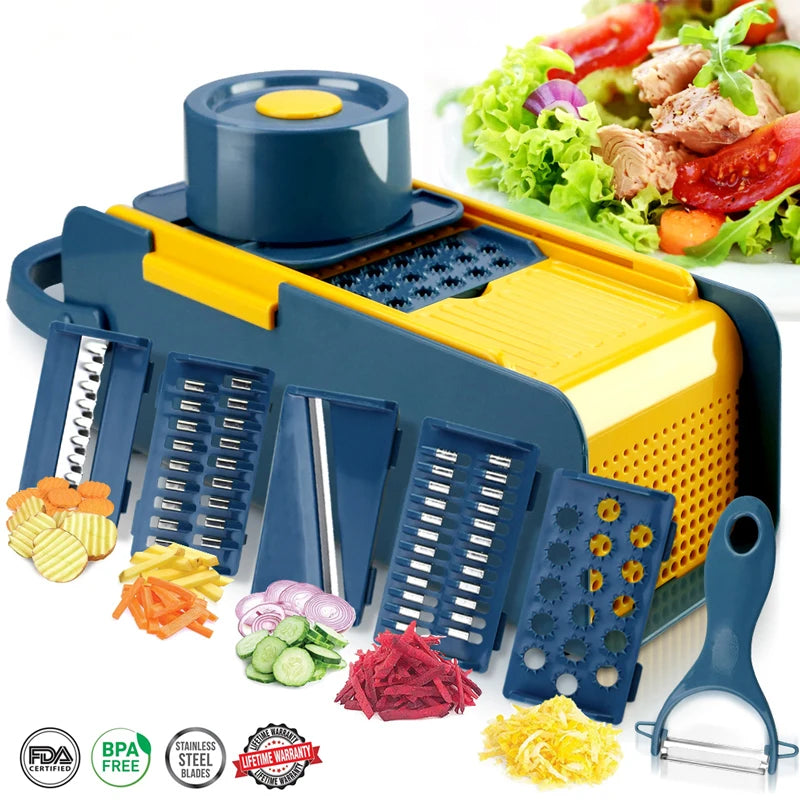 Konco 6-in-1 Vegetable & Fruit Slicer – Mandoline, Peeler, Grater, Shredder & Potato Ricer