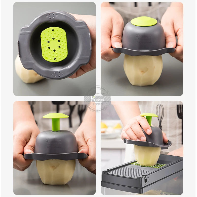Konco 6-in-1 Vegetable & Fruit Slicer – Mandoline, Peeler, Grater, Shredder & Potato Ricer