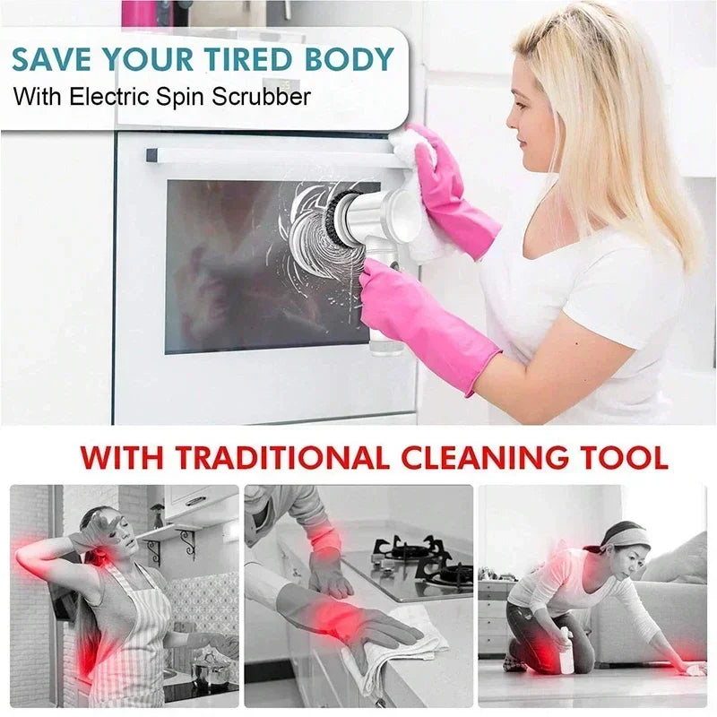 5-in-1 Electric Spin Scrubber – Rechargeable Cleaning Brush with Replaceable Heads