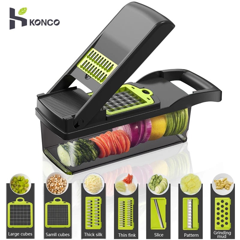 Konco 6-in-1 Vegetable & Fruit Slicer – Mandoline, Peeler, Grater, Shredder & Potato Ricer