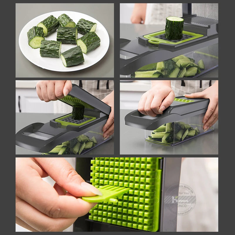 Konco 6-in-1 Vegetable & Fruit Slicer – Mandoline, Peeler, Grater, Shredder & Potato Ricer