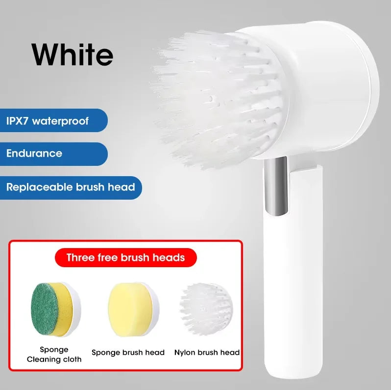 5-in-1 Electric Spin Scrubber – Rechargeable Cleaning Brush with Replaceable Heads