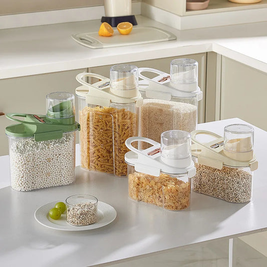 Multi-Size Airtight Storage Jars with Measuring Scale & Date Tracker – Clear PP+PET Containers for Pet Food, Detergents & Dry Goods