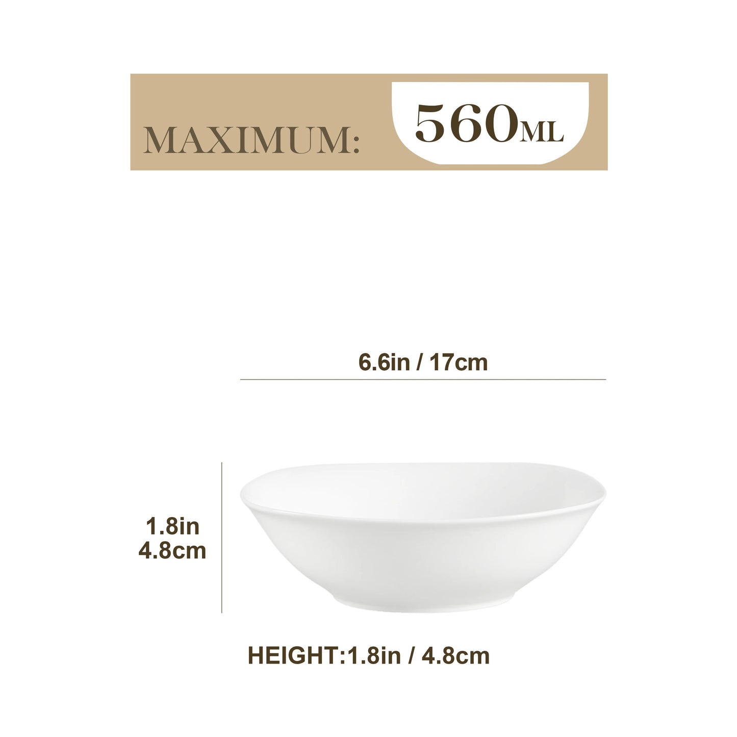 Elisa 6-Piece 6.7” Porcelain Bowl Set – Soup, Cereal, Salad, Dessert & Pasta