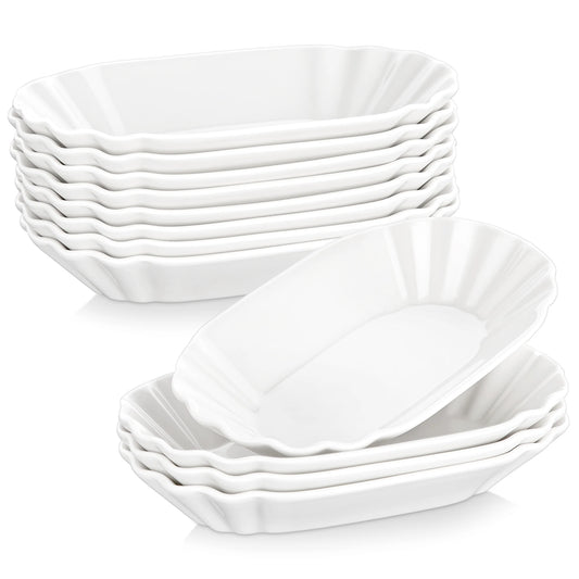 8-Piece 7.75” White Porcelain Bowls Set – Breakfast, Dessert, Cake, Snack & Appetizer Dishes