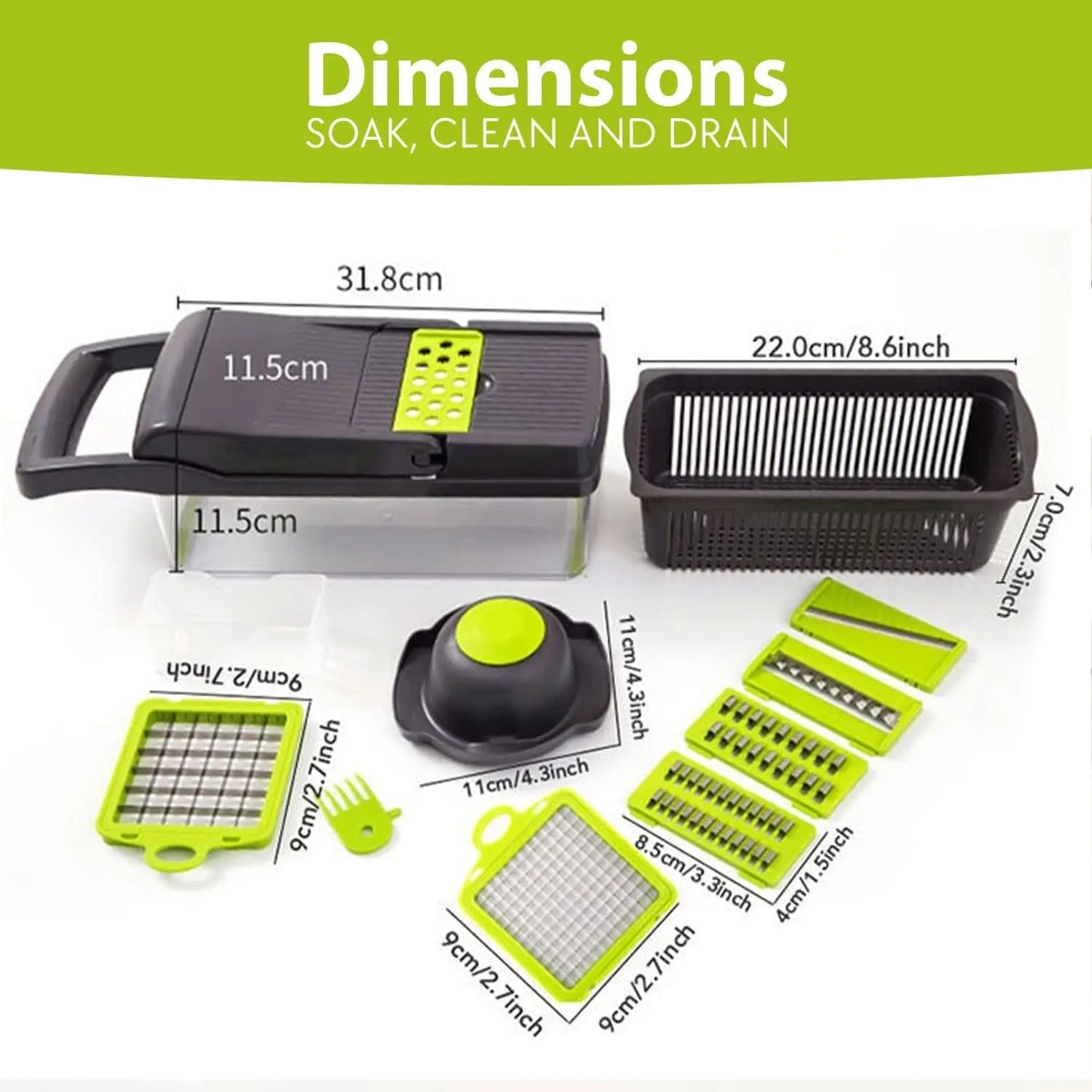 16-in-1 Vegetable & Cheese Slicer – Mandoline Chopper & Kitchen Grater