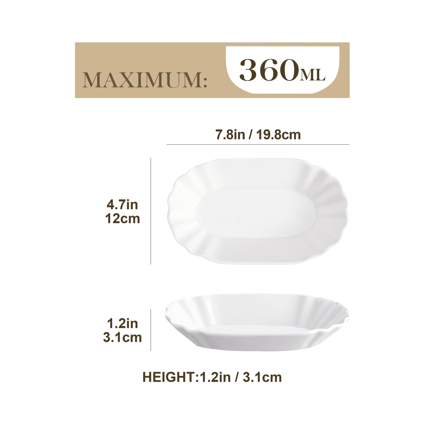 8-Piece 7.75” White Porcelain Bowls Set – Breakfast, Dessert, Cake, Snack & Appetizer Dishes