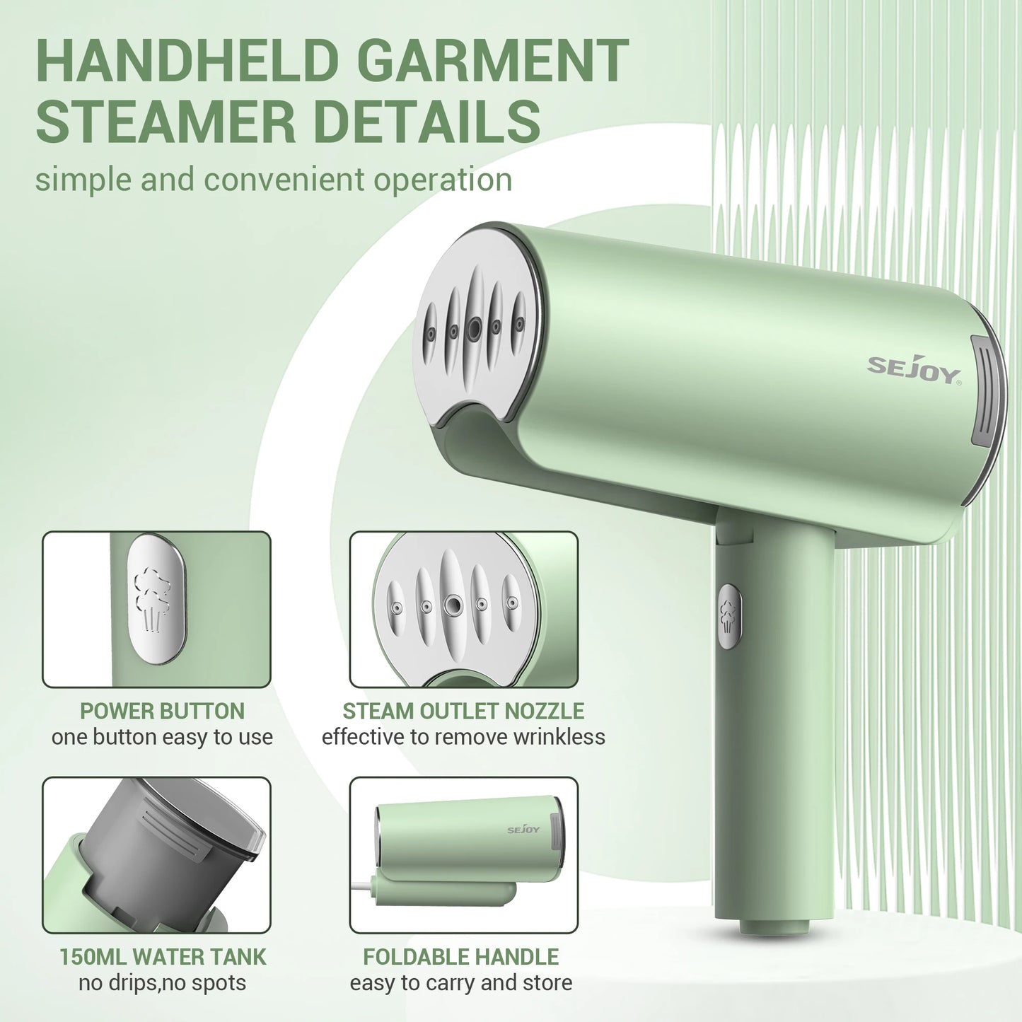 Handheld Garment Steamer 1000W – Portable, Foldable & Dual Voltage 110V/220V