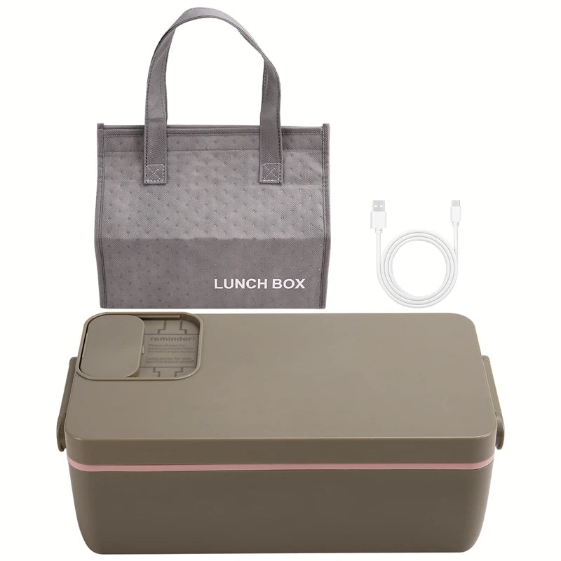Portable Electric Lunch Box – 1L Stainless Steel, Wireless Food Heater for Office & Travel