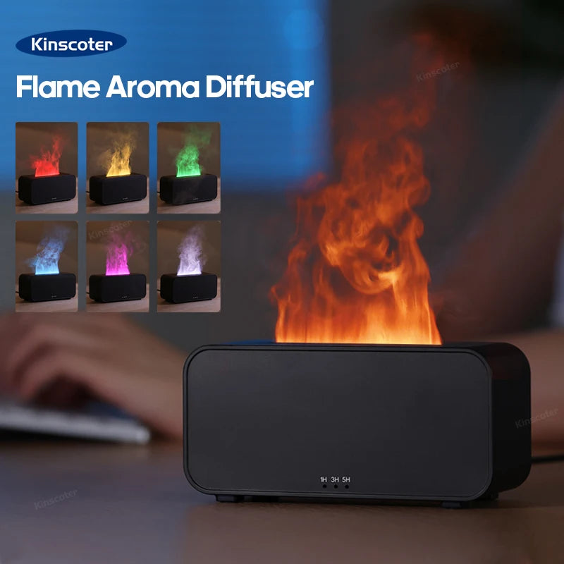 Mini Ultrasonic Aroma Diffuser – LED Flame Humidifier for Essential Oils