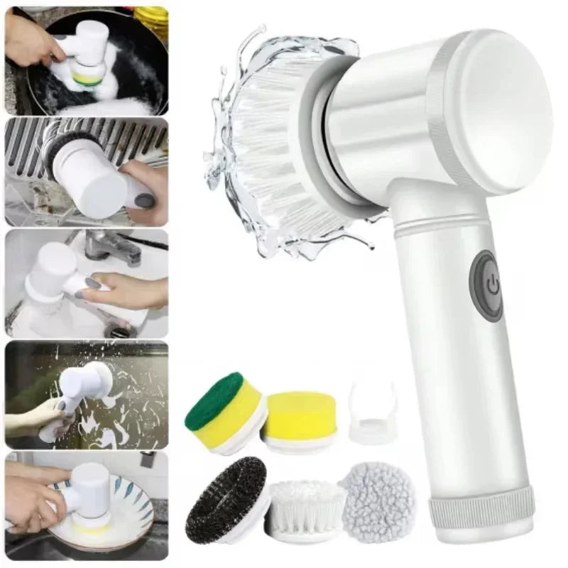 5-in-1 Electric Spin Scrubber – Rechargeable Cleaning Brush with Replaceable Heads
