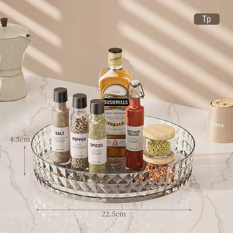360° Rotating Spice Rack – Non-Slip Organizer Tray for Kitchen & Cabinet Storage