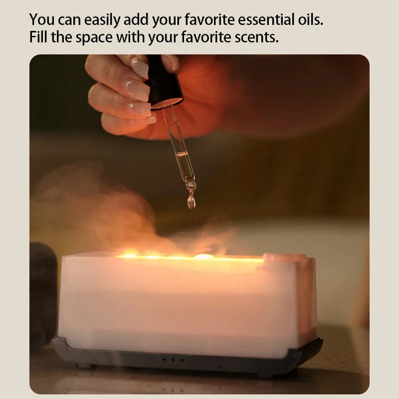 Mini Ultrasonic Aroma Diffuser – LED Flame Humidifier for Essential Oils