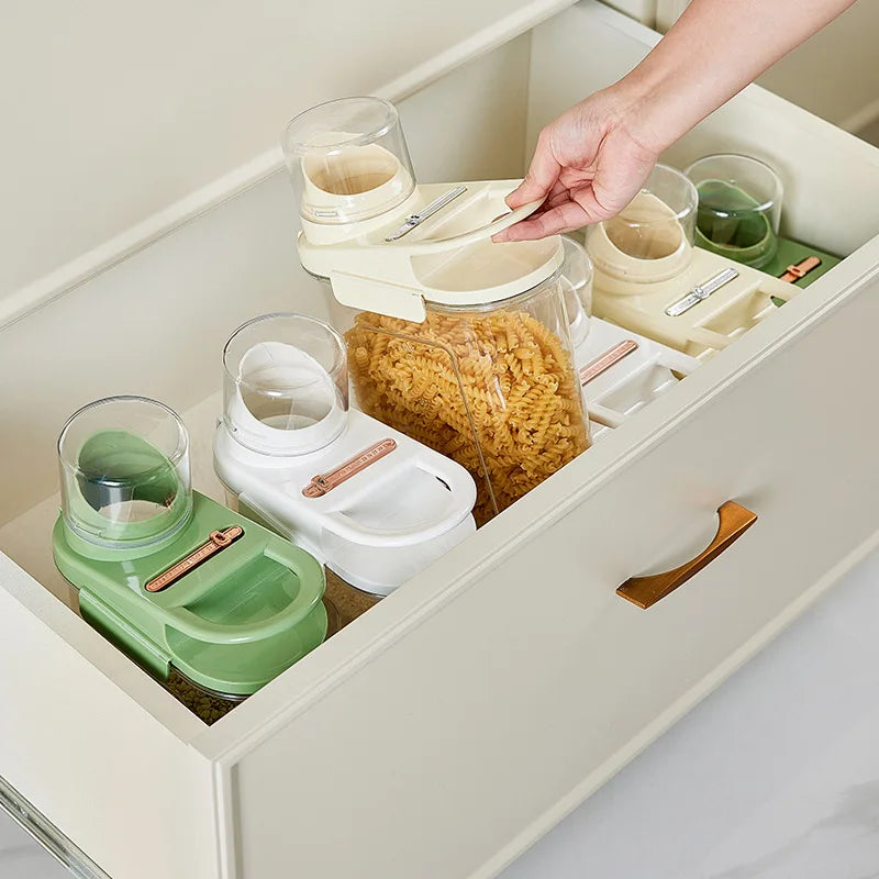 Multi-Size Airtight Storage Jars with Measuring Scale & Date Tracker – Clear PP+PET Containers for Pet Food, Detergents & Dry Goods