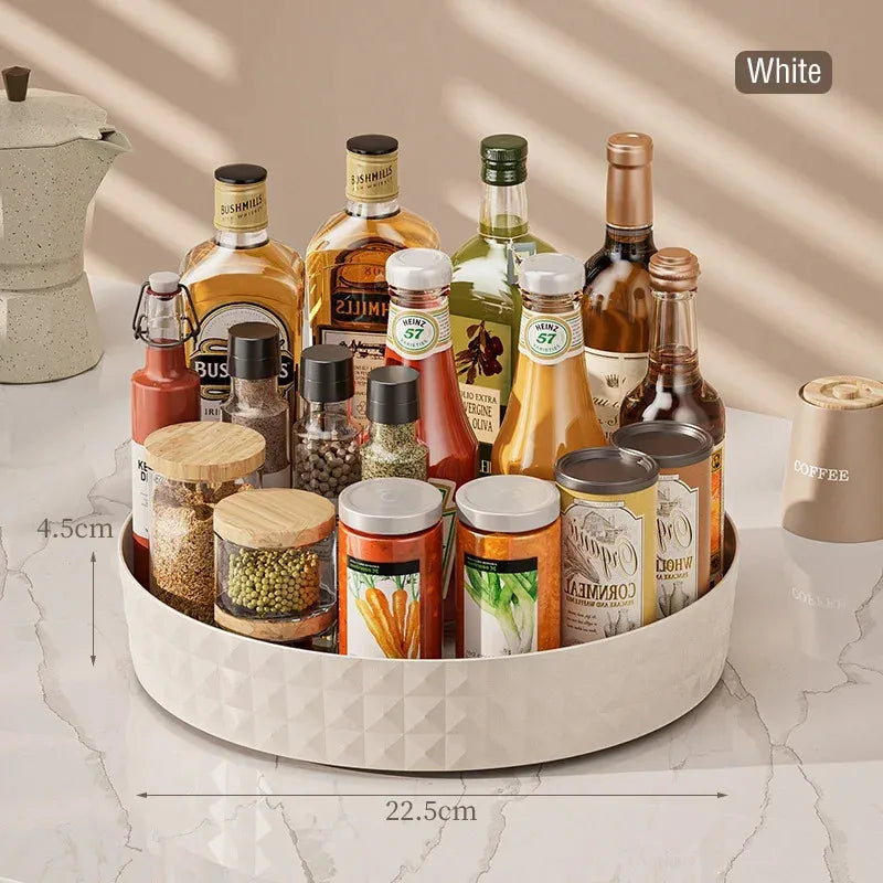 360° Rotating Spice Rack – Non-Slip Organizer Tray for Kitchen & Cabinet Storage