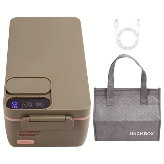 Portable Electric Lunch Box – 1L Stainless Steel, Wireless Food Heater for Office & Travel