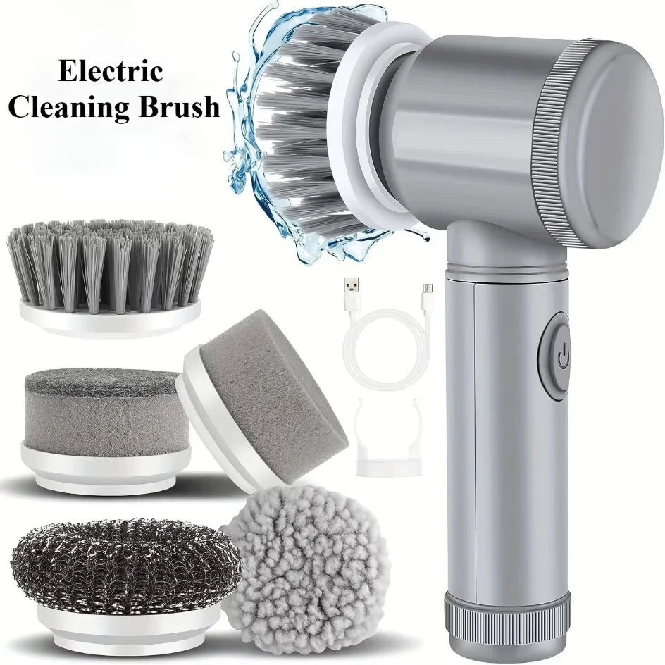 5-in-1 Electric Spin Scrubber – Rechargeable Cleaning Brush with Replaceable Heads