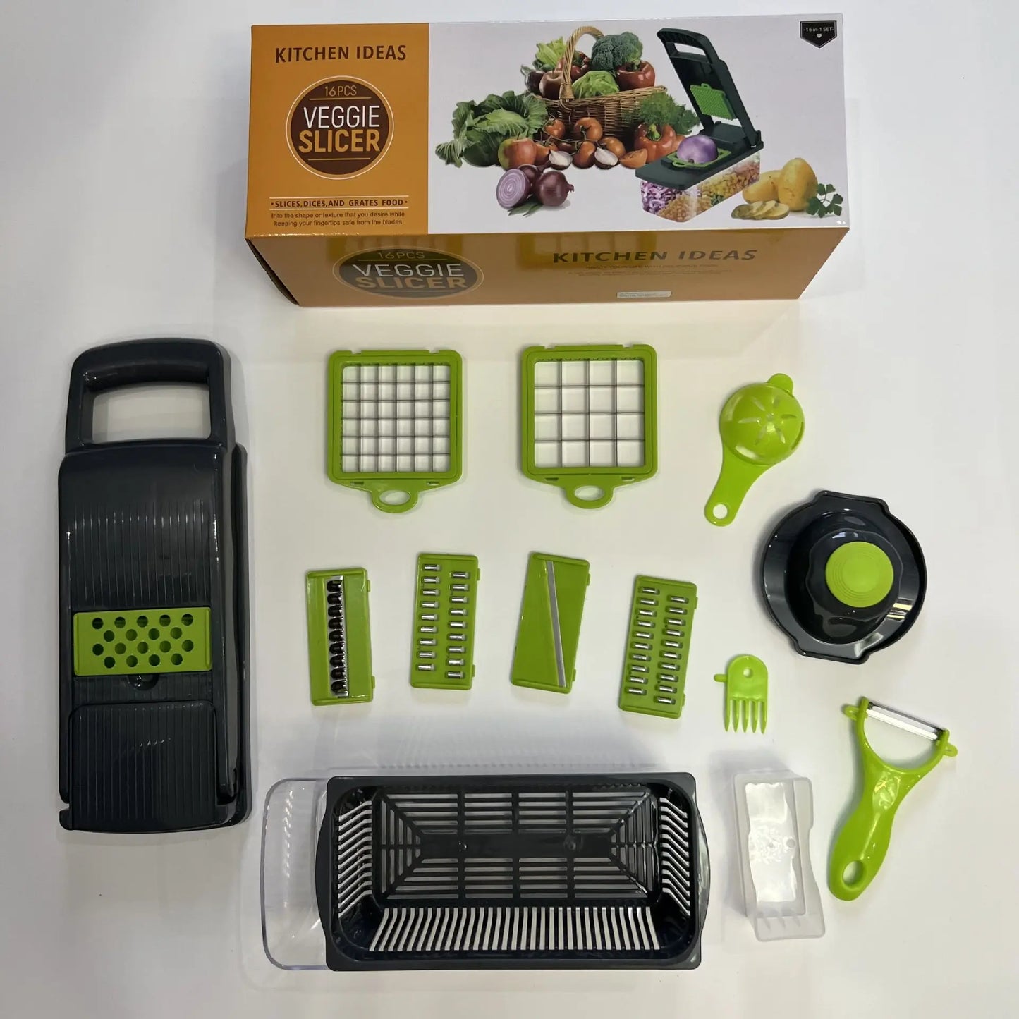 16-in-1 Vegetable & Cheese Slicer – Mandoline Chopper & Kitchen Grater