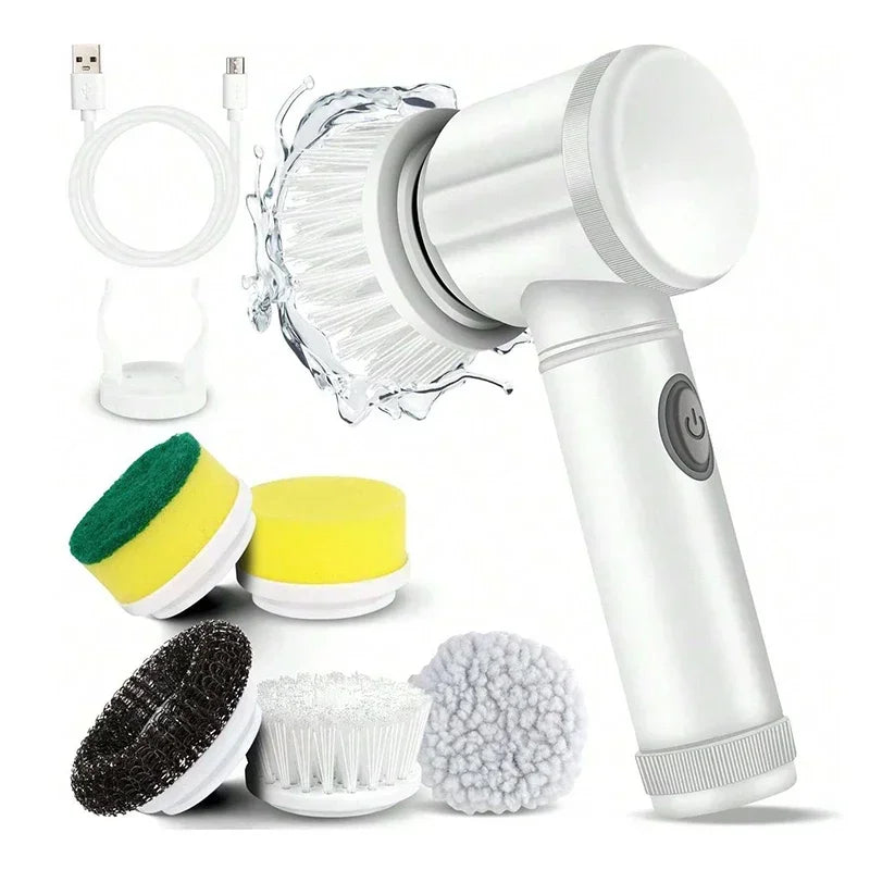 5-in-1 Electric Spin Scrubber – Rechargeable Cleaning Brush with Replaceable Heads