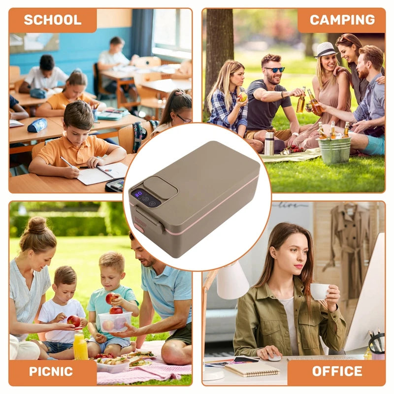Portable Electric Lunch Box – 1L Stainless Steel, Wireless Food Heater for Office & Travel