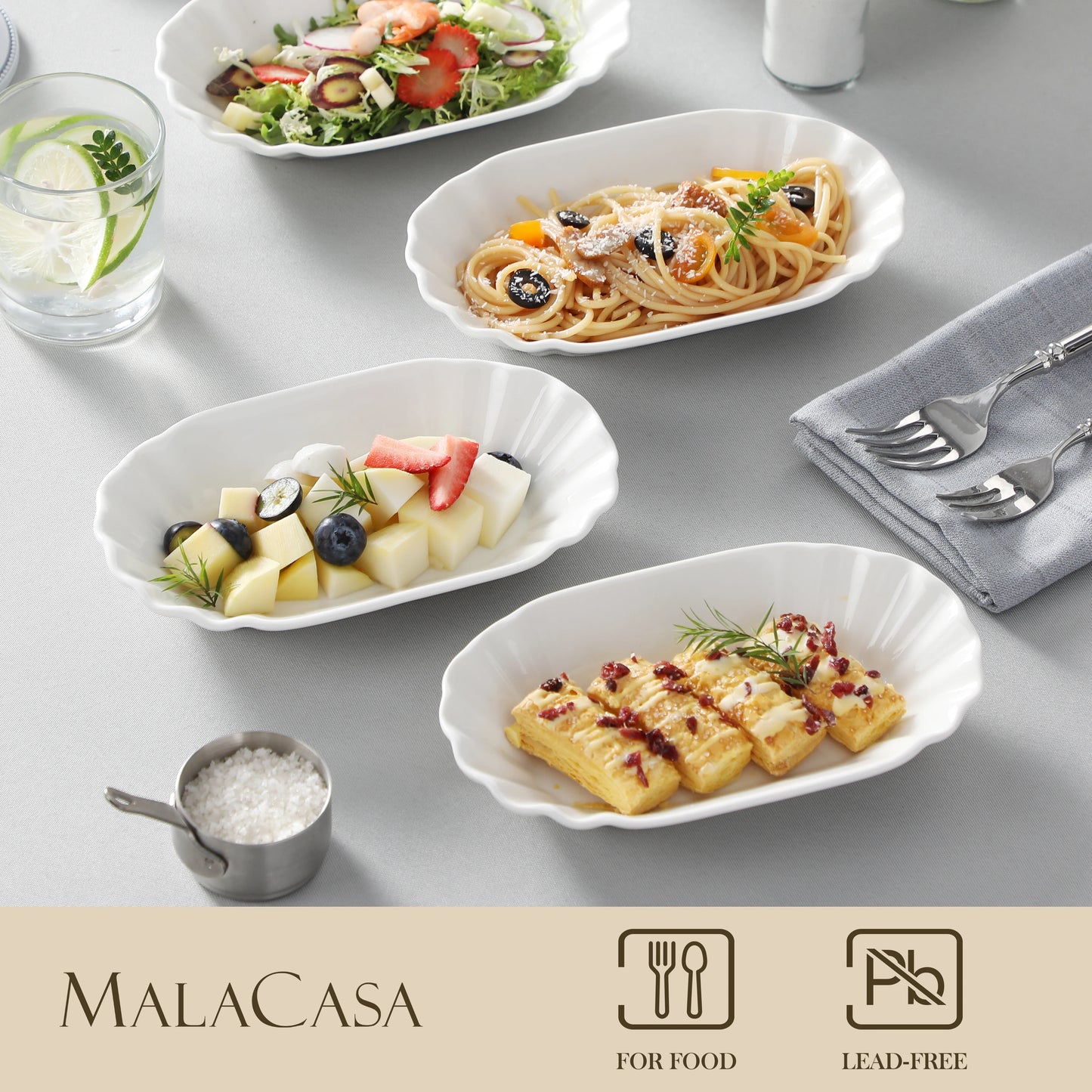 8-Piece 7.75” White Porcelain Bowls Set – Breakfast, Dessert, Cake, Snack & Appetizer Dishes