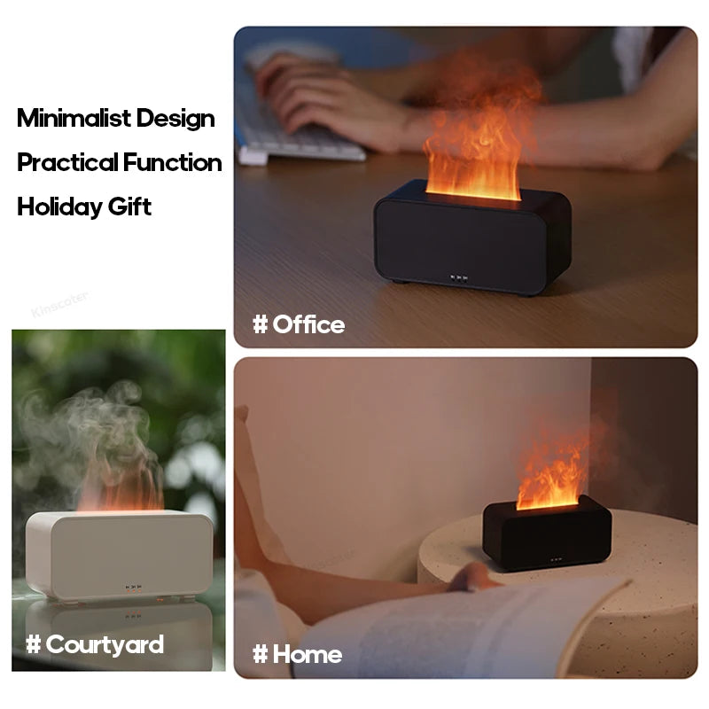 Mini Ultrasonic Aroma Diffuser – LED Flame Humidifier for Essential Oils