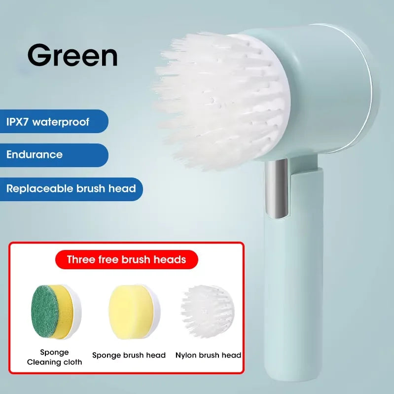 5-in-1 Electric Spin Scrubber – Rechargeable Cleaning Brush with Replaceable Heads