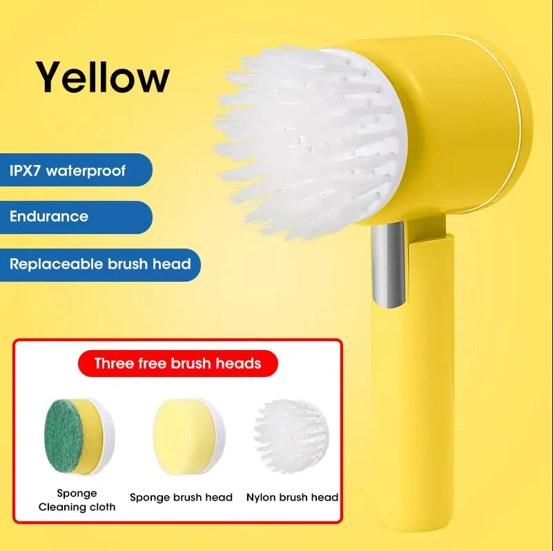 5-in-1 Electric Spin Scrubber – Rechargeable Cleaning Brush with Replaceable Heads