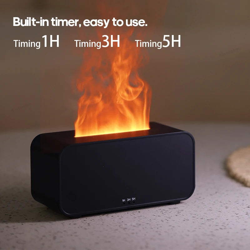 Mini Ultrasonic Aroma Diffuser – LED Flame Humidifier for Essential Oils